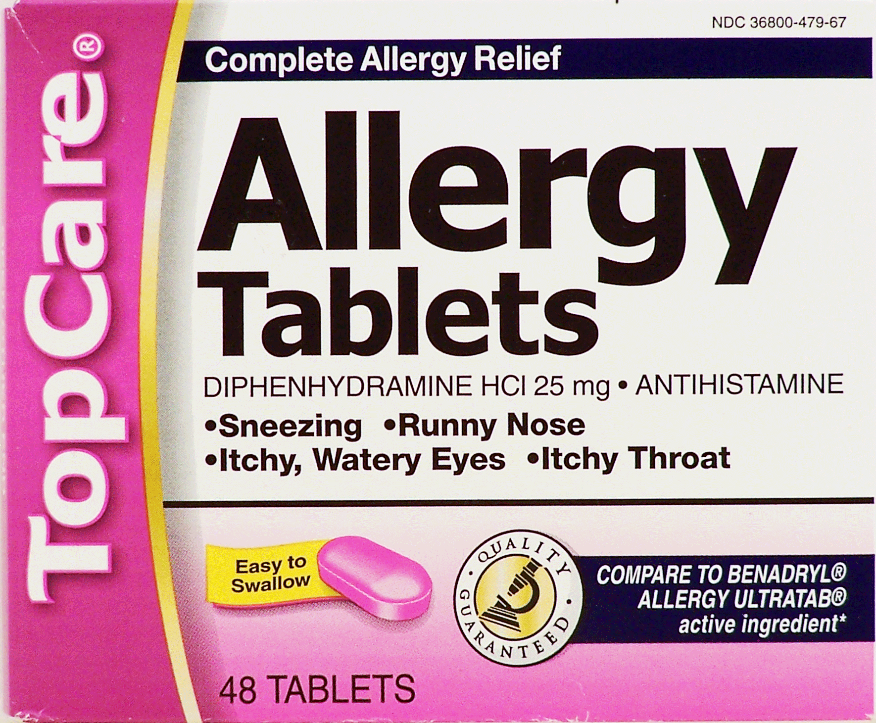 Product Infomation for Top Care allergy tablets, complete allergy relief