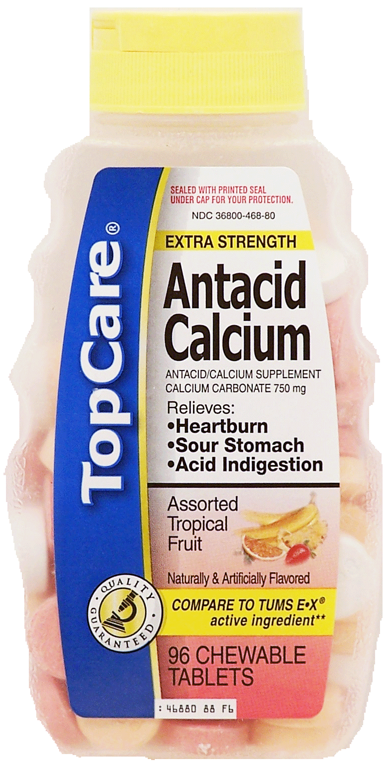 Product Infomation for Top Care antacid calcium relieves heartburn, sour
