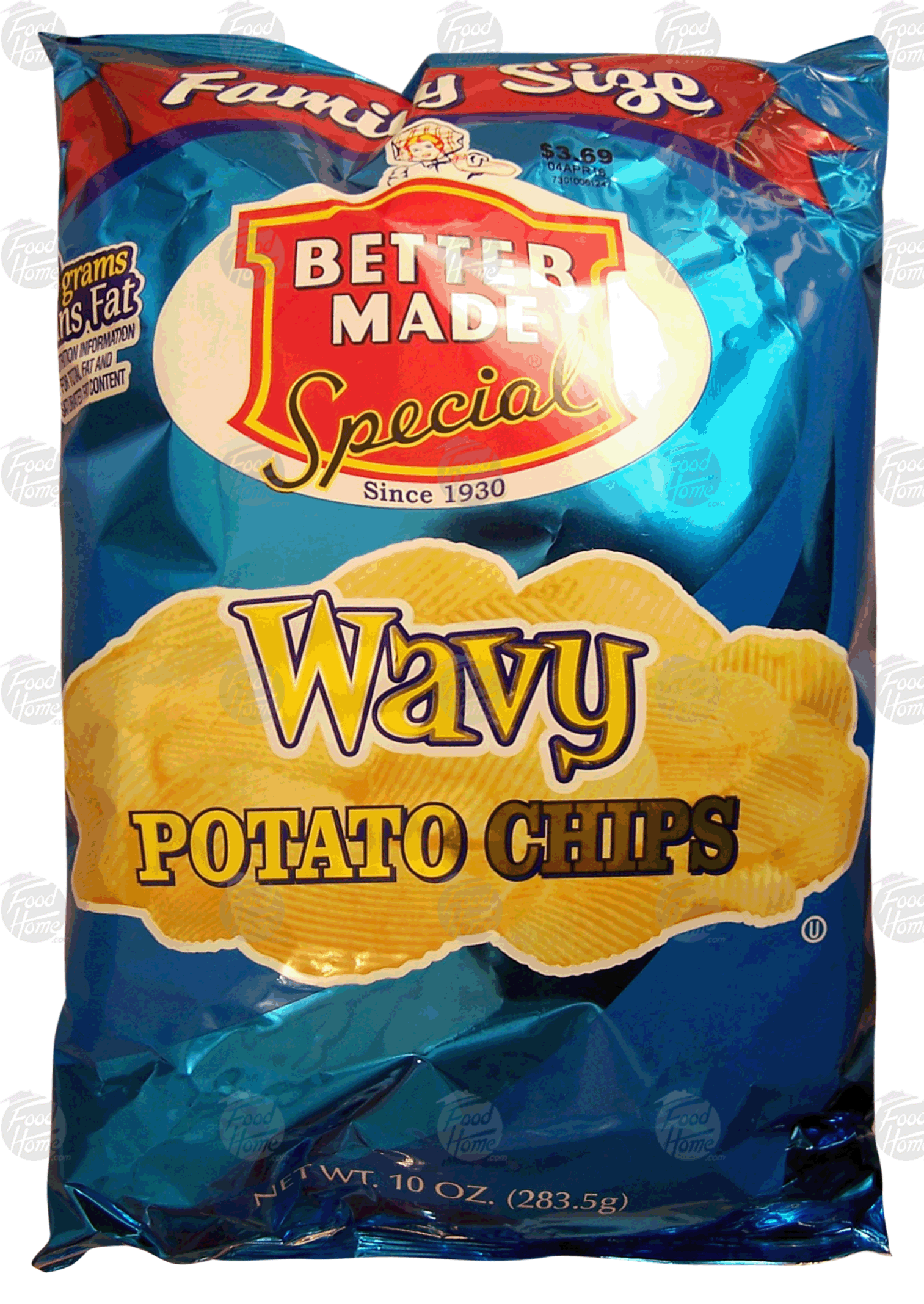 Product Infomation for Better Made Family Size wavy potato chips" 4163306309