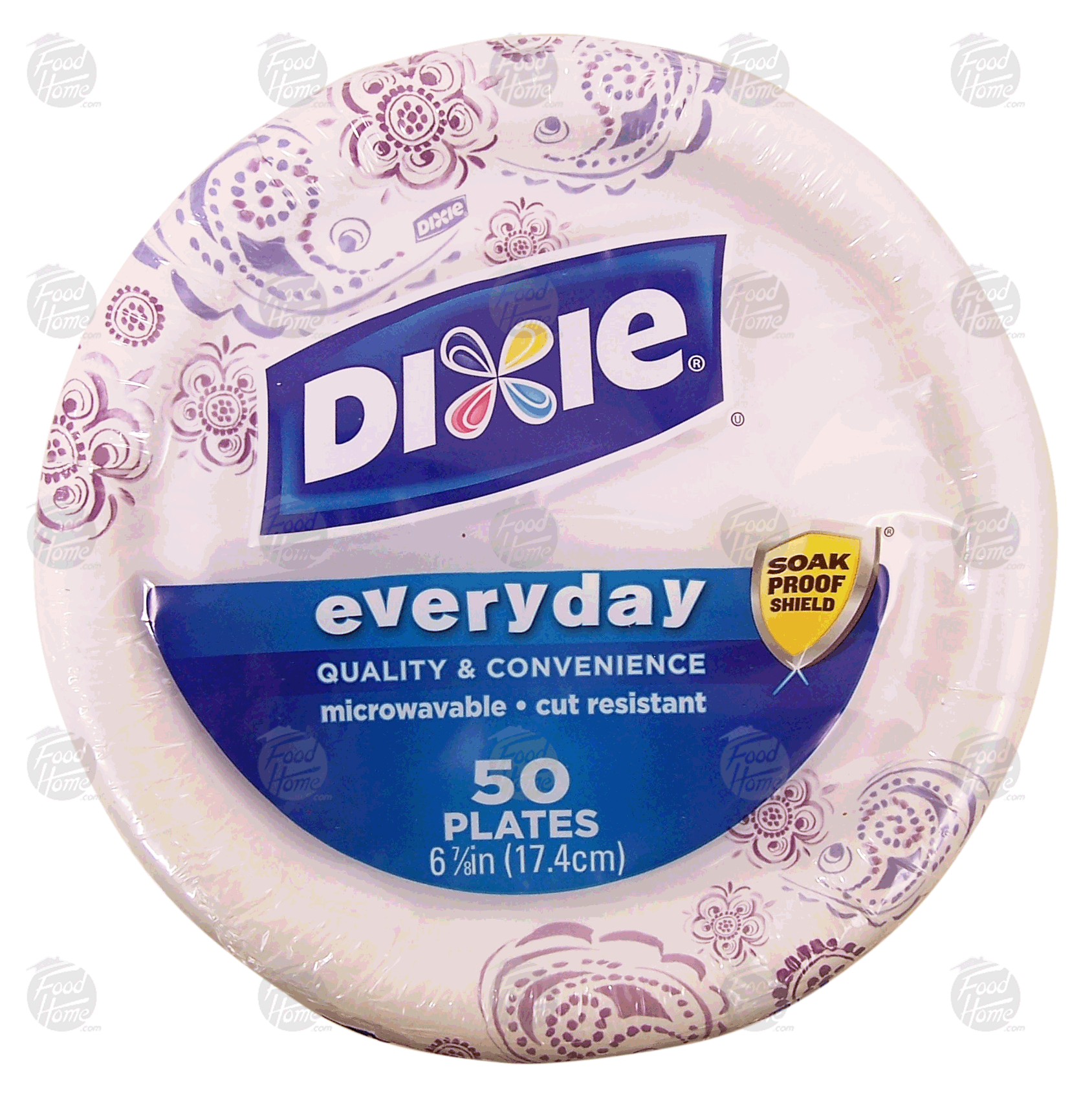 Product Infomation for Dixie everyday paper plates, microwavable, 6 7/8in