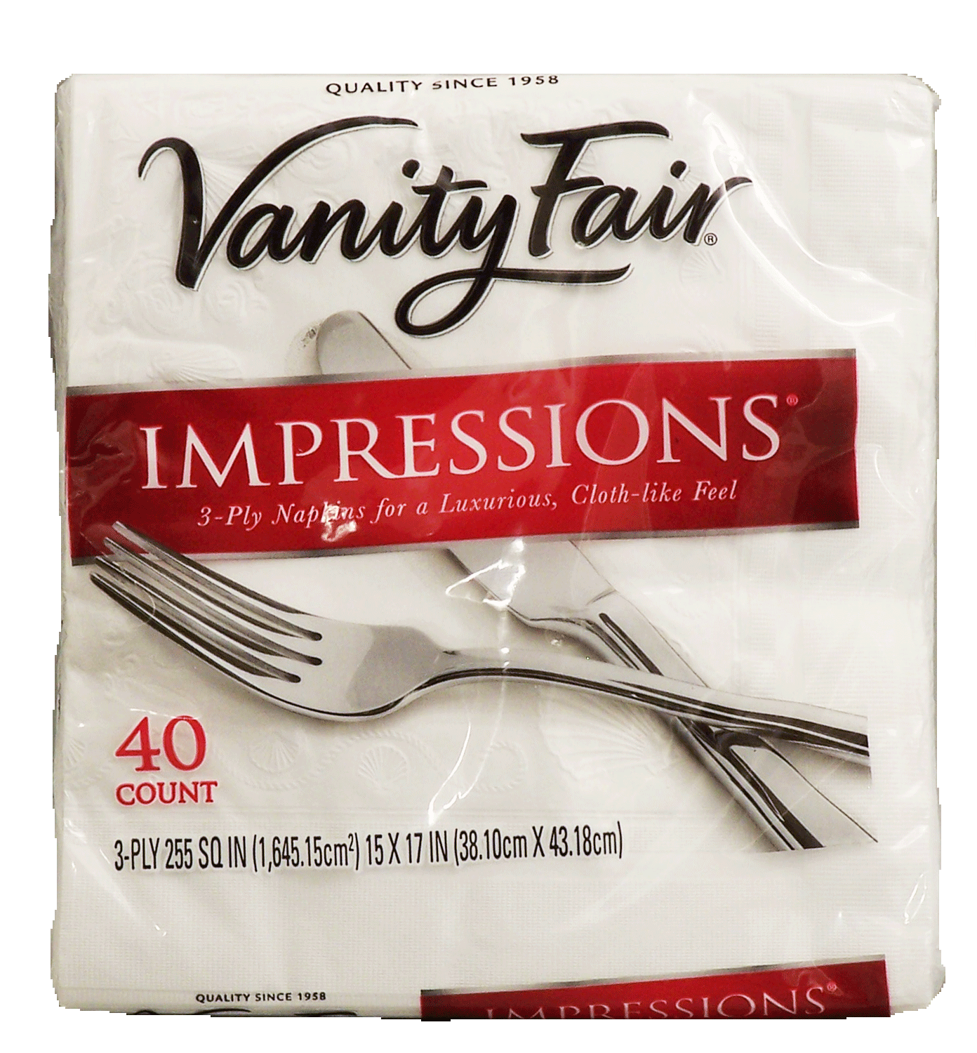 Vanity Fair Impressions 3-lagige Servietten – 2 Packungen à 60 Stück, 38x43 Cm, Luxuriöse Papierservietten