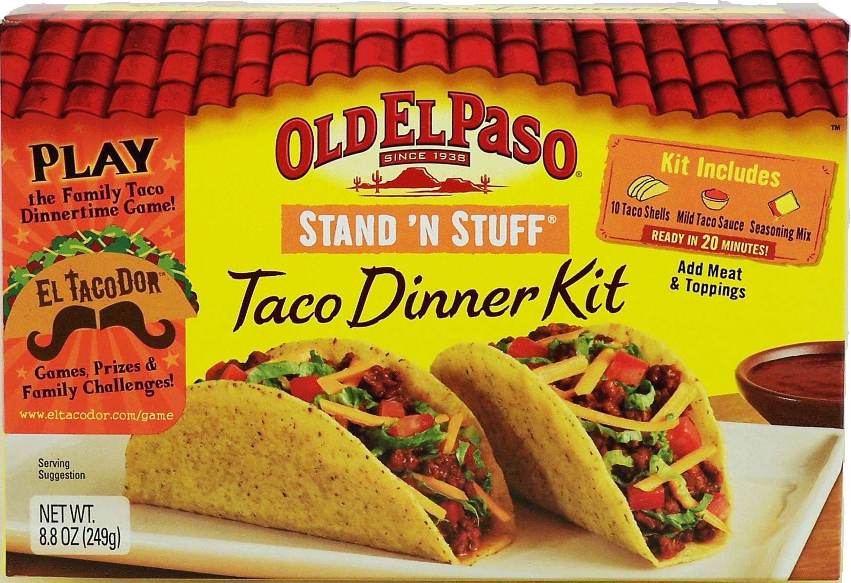Product Infomation for Old El Paso Stand 'n Stuff taco dinner kit, 10 hard