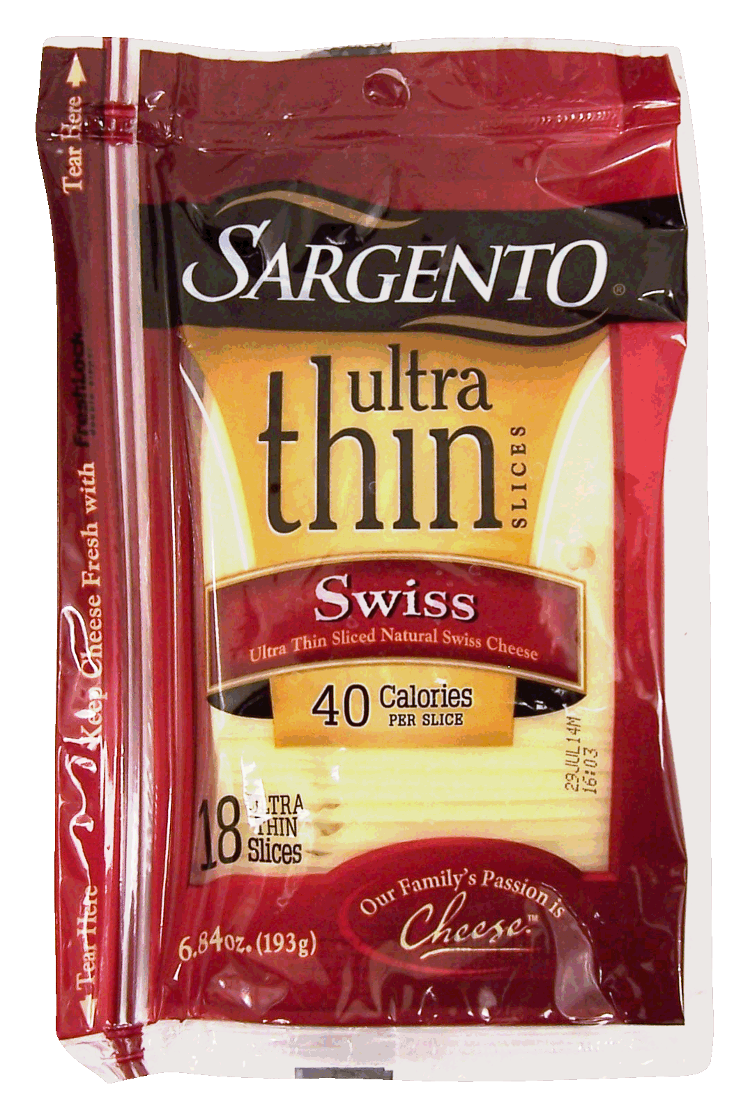 Product Infomation for Sargento(R) Ultra Thin sliced natural swiss cheese
