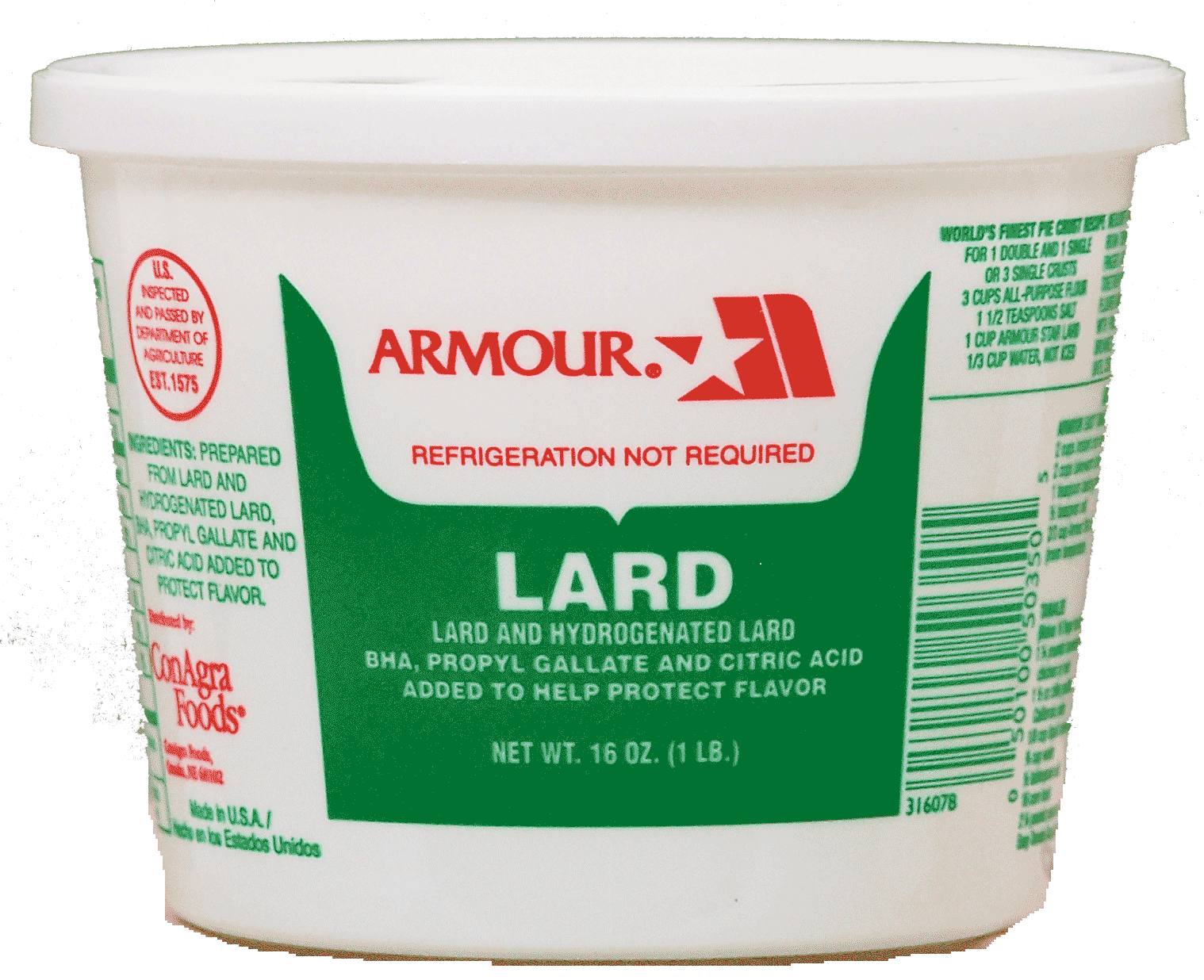 Product Infomation for Armour lard" 5010050350