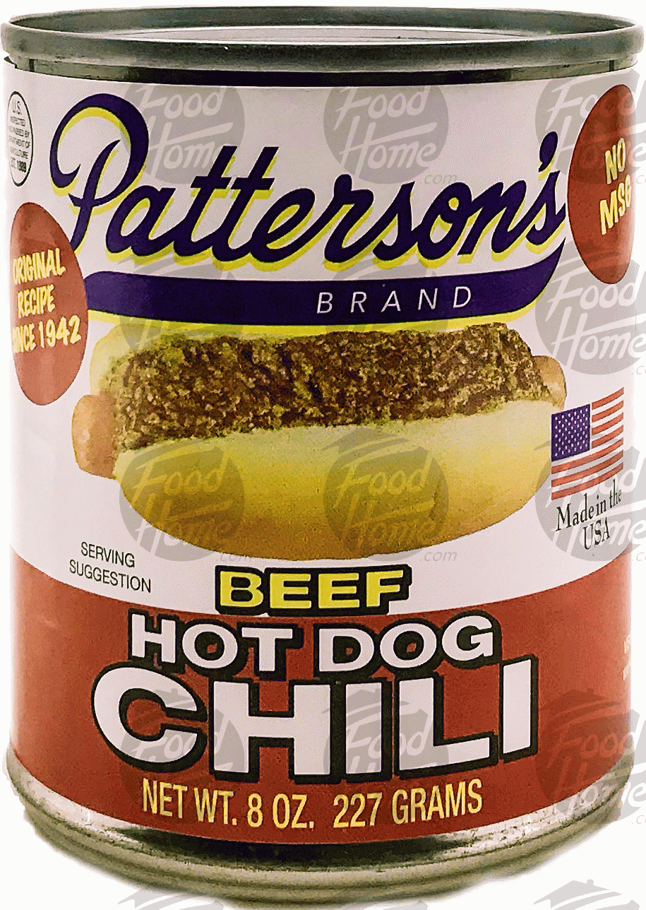 Product Infomation for Patterson's beef hot dog