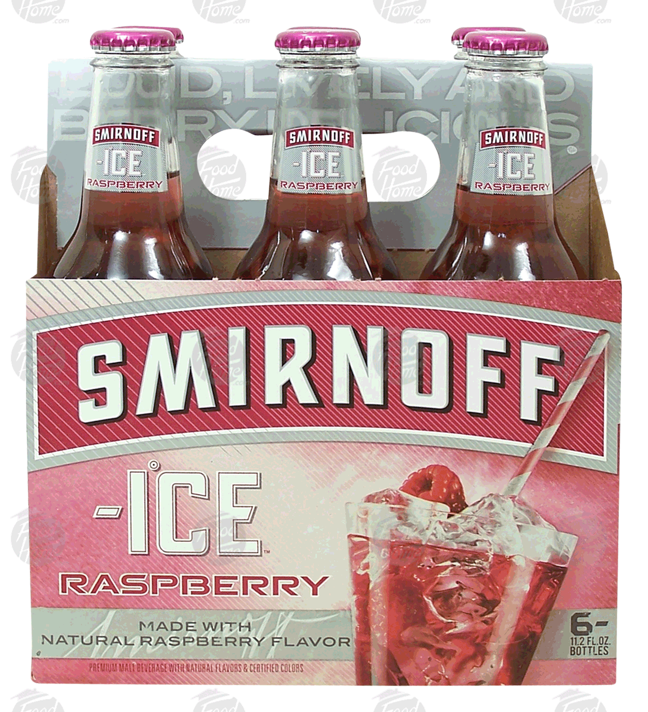 Groceries-Express.com Product Infomation for Smirnoff Twisted V Raspberry  premium malt beverage, 5% alc/vol, 6 12-ounce glass bottles\, image size:1280x1405