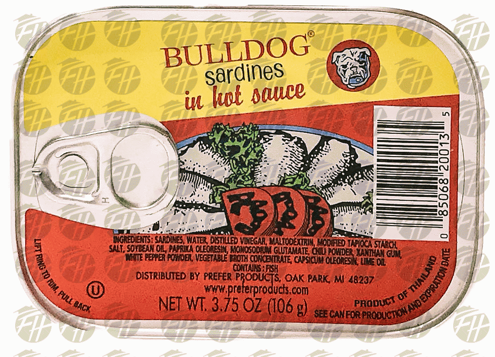 Product Infomation for Bull Dog sardines in hot